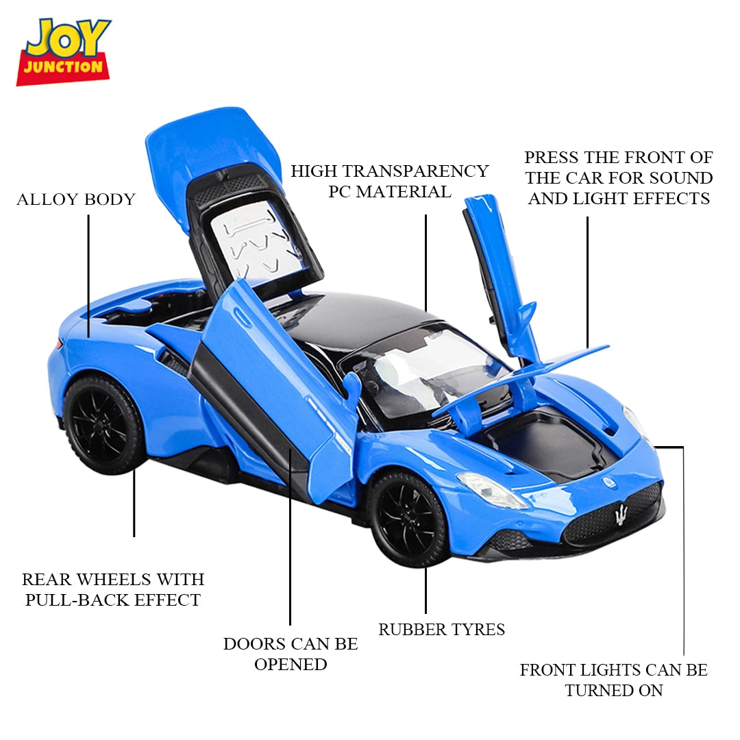 Masarati MC200 Diecast Car 1:32 Scale – Metal Model with Lights, Sound & Pull-Back Action