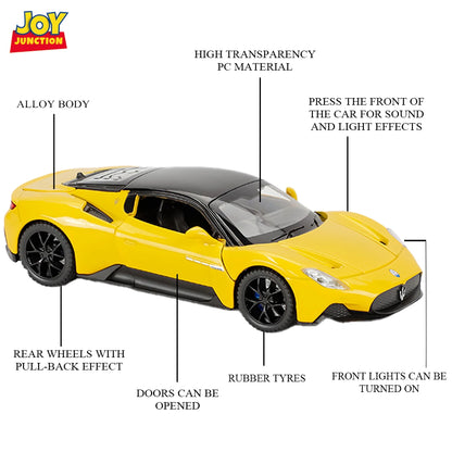 Masarati MC200 Diecast Car 1:32 Scale – Metal Model with Lights, Sound & Pull-Back Action