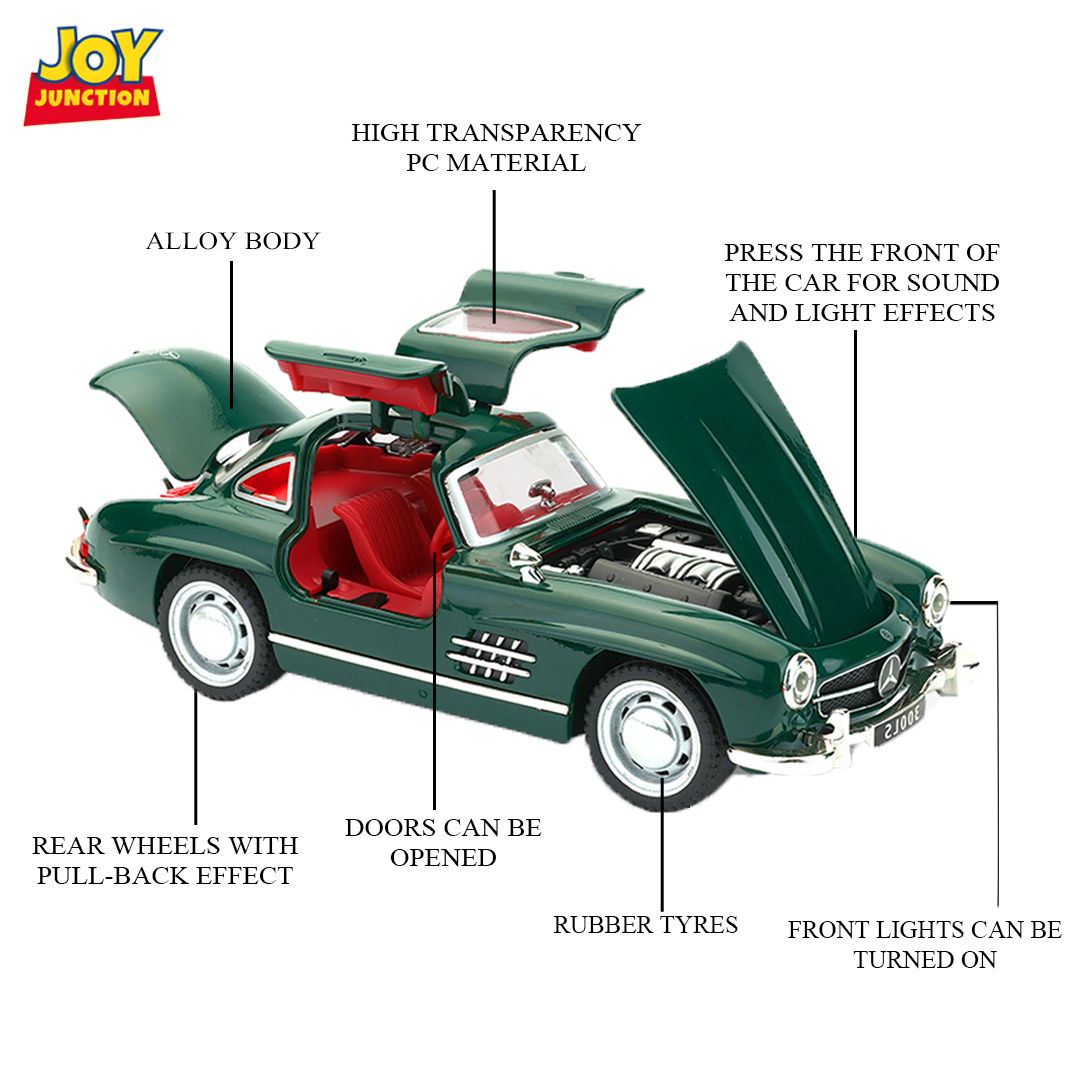 Mercedez Benzz 300SL Diecast Car 1:32 Scale – Metal Model with Lights, Sound & Pull-Back Action - Image 11