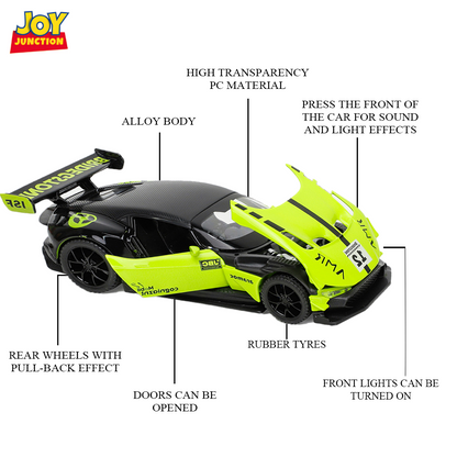 Aston Martin Limited Edition 1:32 Scale Metal Pull Back Toy car with Openable Doors, Light & Engine Sound