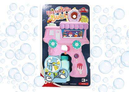 Electric Donut Bubble Gun Toy for Kids with Lights, Music & 2 Bubble Solution Bottles