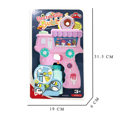 Electric Donut Bubble Gun Toy for Kids with Lights, Music & 2 Bubble Solution Bottles