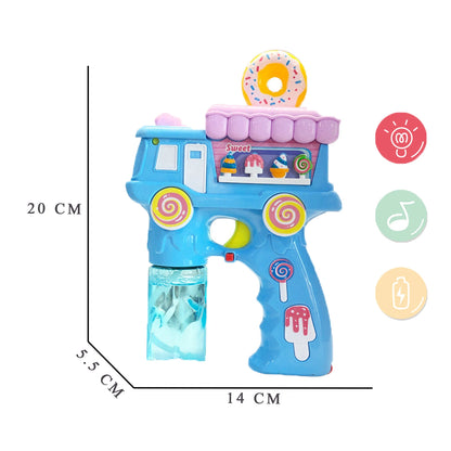 Electric Donut Bubble Gun Toy for Kids with Lights, Music & 2 Bubble Solution Bottles