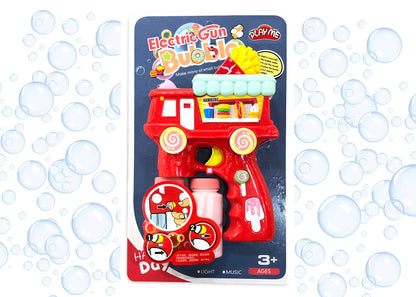 Electric Bubble Gun Toy for Kids – French Fries Bubble Shooter with Lights, Music & 2 Bubble Liquid Bottles