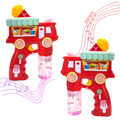 Electric Bubble Gun Toy for Kids – French Fries Bubble Shooter with Lights, Music & 2 Bubble Liquid Bottles