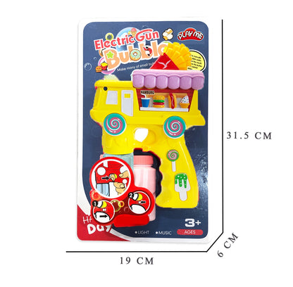 Electric Bubble Gun Toy for Kids – French Fries Bubble Shooter with Lights, Music & 2 Bubble Liquid Bottles