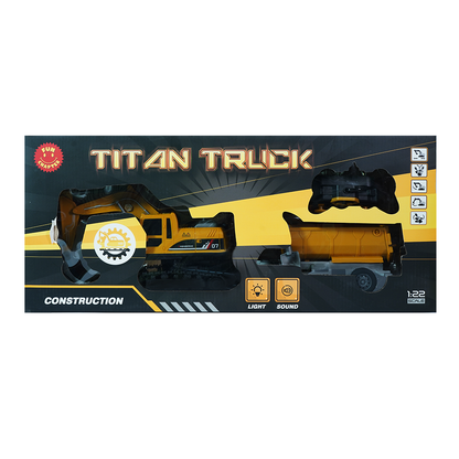 Remote Control 1:22 Scale Construction Excavator Truck Toy Set with Light, Sound & Tow Bucket for Kids