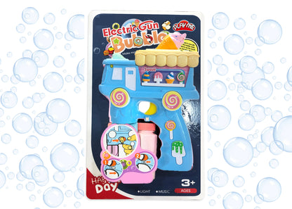Electric Bubble Gun Toy for Kids – Ice Cream Bubble Shooter with Lights, Music & 2 Bubble Liquid Bottles