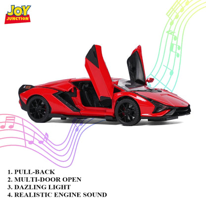 Lambo Sian FKP 37 Metal Toy Car – 1:32 Die-Cast Pull-Back Model with Lights, Sound & Openable Doors