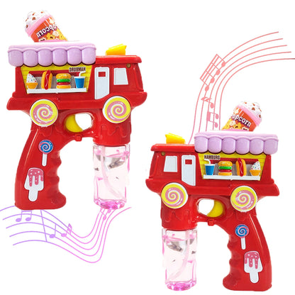 Electric Bubble Gun Toy for Kids – Popcorn Bubble Shooter with Lights, Music & 2 Bubble Solution Bottles