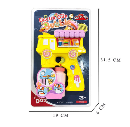 Electric Bubble Gun Toy for Kids – Popcorn Bubble Shooter with Lights, Music & 2 Bubble Solution Bottles