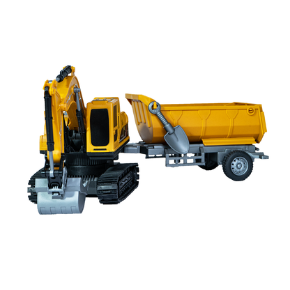 Remote Control 1:22 Scale Construction Excavator Truck Toy Set with Light, Sound & Tow Bucket for Kids