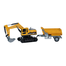 Remote Control 1:22 Scale Construction Excavator Truck Toy Set with Light, Sound & Tow Bucket for Kids